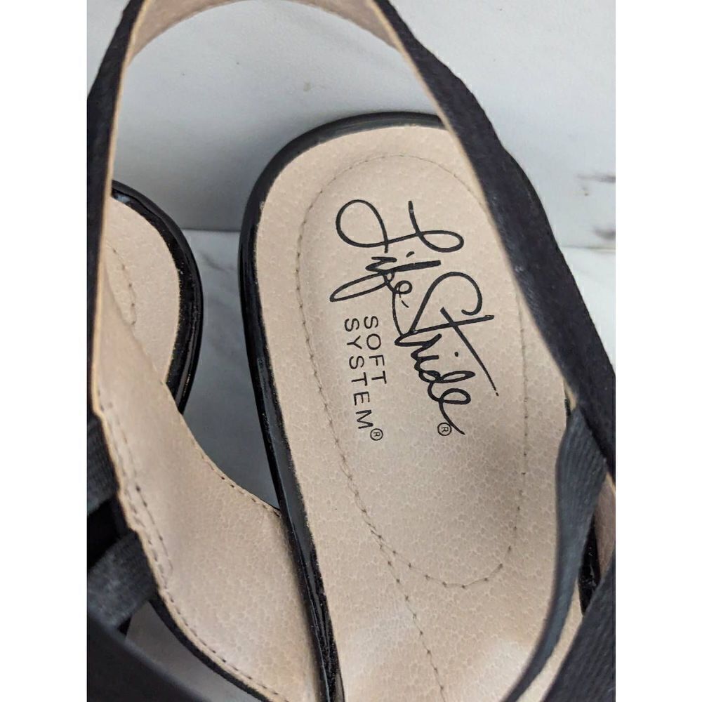 Life Stride Womens Black US 8.5M Wedge Open Toe Slip-On Yolo Sandals - Picture 4 of 7